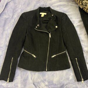 H&M Black Faux Suede Asymmetic Moto Jacket Size US 4/EU 34/XS